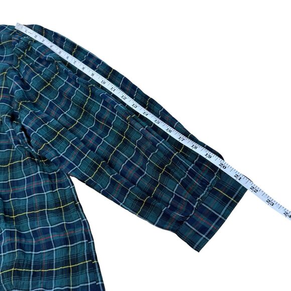 J. McLaughlin Megyn Plaid Cotton Poplin Shirt Crinkled Button Up 3/4 Sleeve Med - Picture 7 of 11